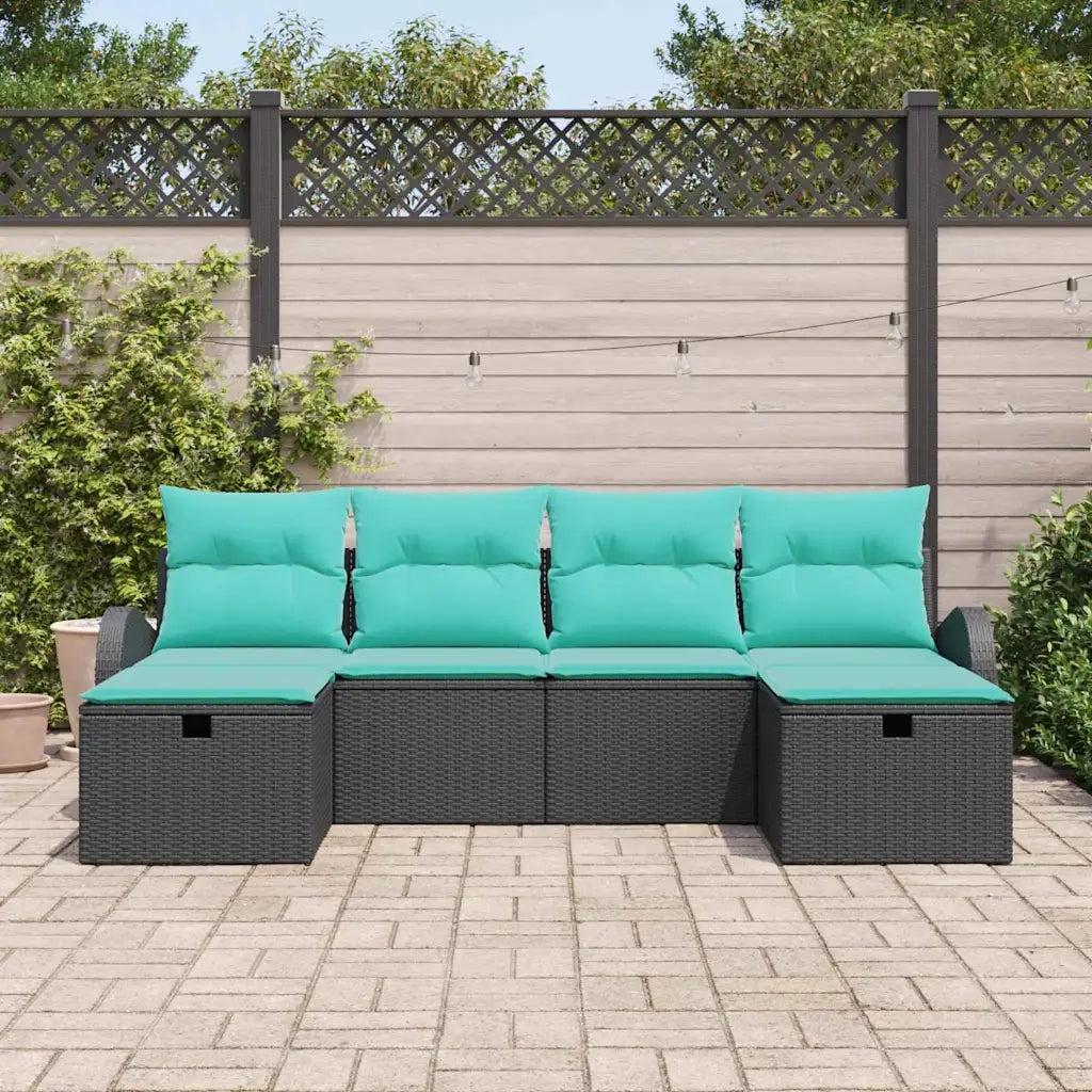 Set Divano da Giardino con cuscino 6 pcs Nero polyrattan 3360457