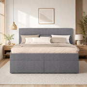 Letto matrimoniale imbottito 140x200 cm con contenitore grigio