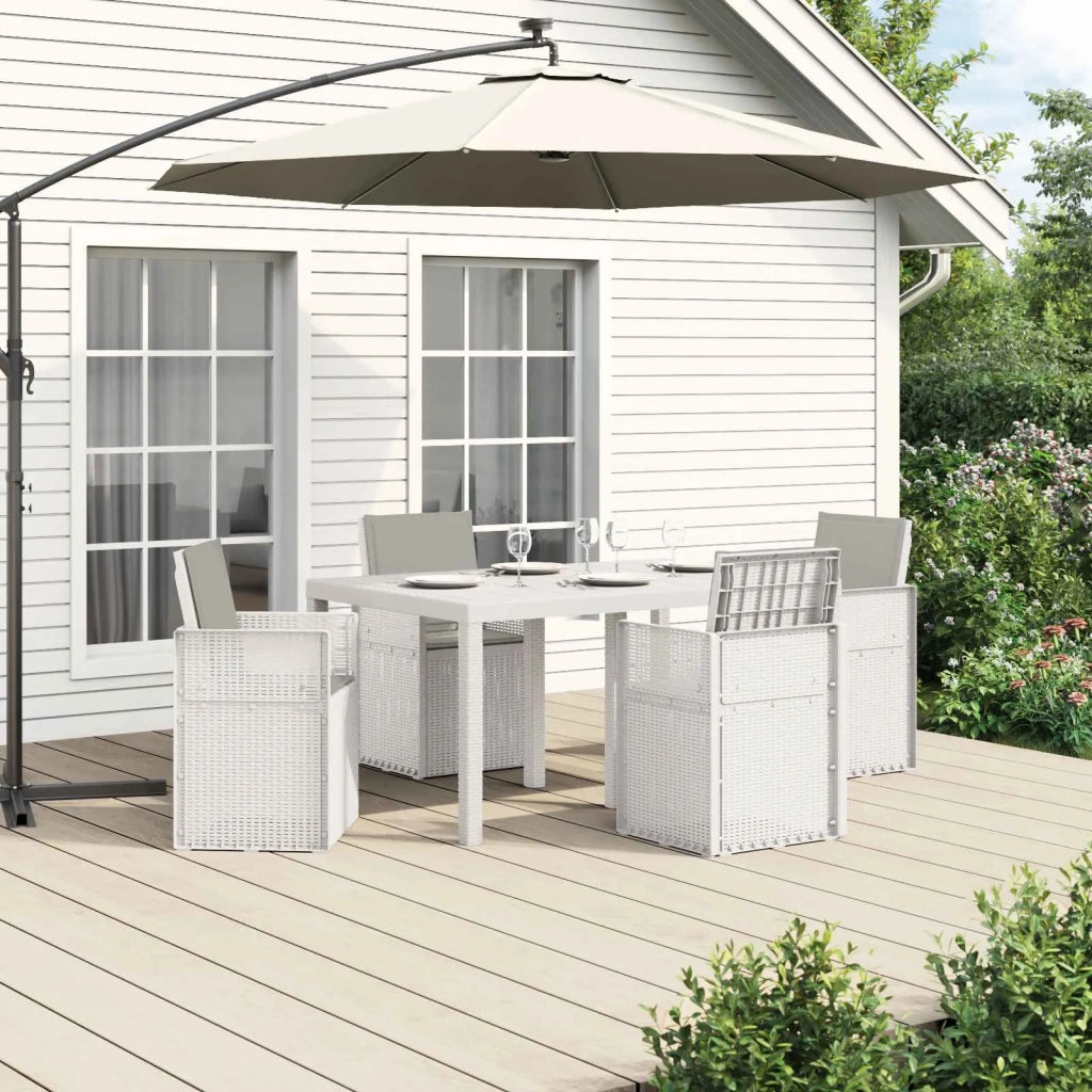 Set da Pranzo per Giardino 5 pcs Bianco e Grigio Chiaro PP