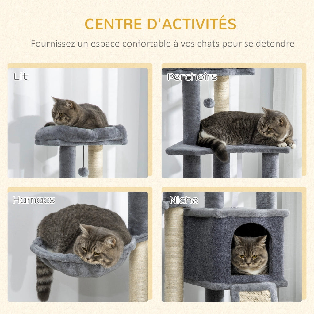 Arbre ¨¤ chat con piattaforme e grattatoi ¨C Minimal ¨C grigio