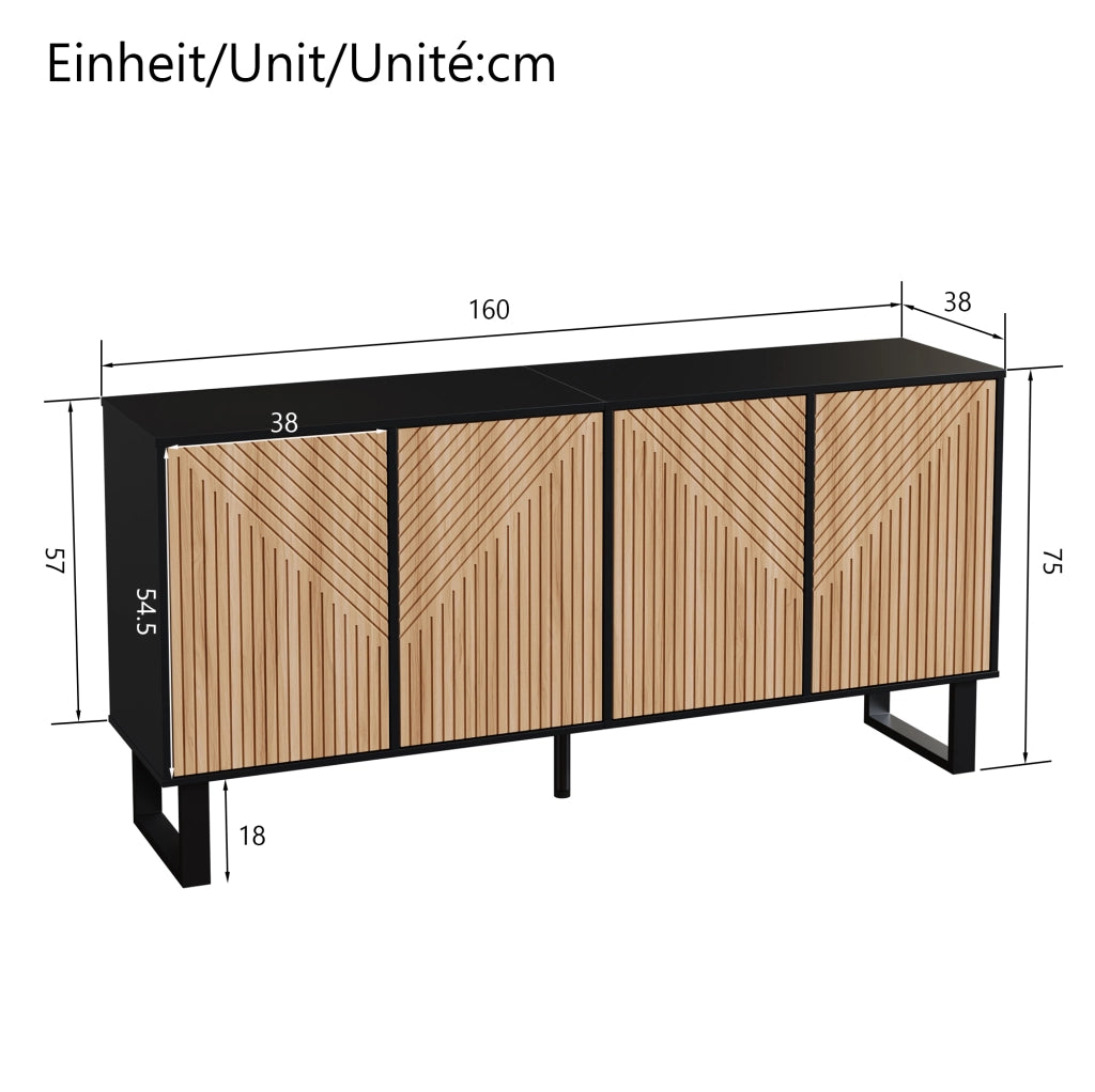 Sideboard moderno con design a contrasto nero e legno