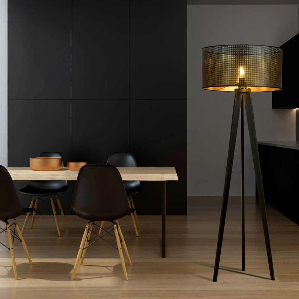 Lampada da terra Emibig Aston treppiede nero/oro E27 150cm