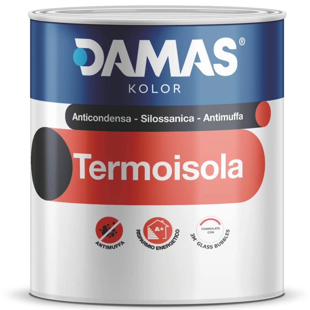 Damas pittura termoisolante silossanica antimuﬀa termoisola interni esterni *** formato 0,750 lt, confezione 1