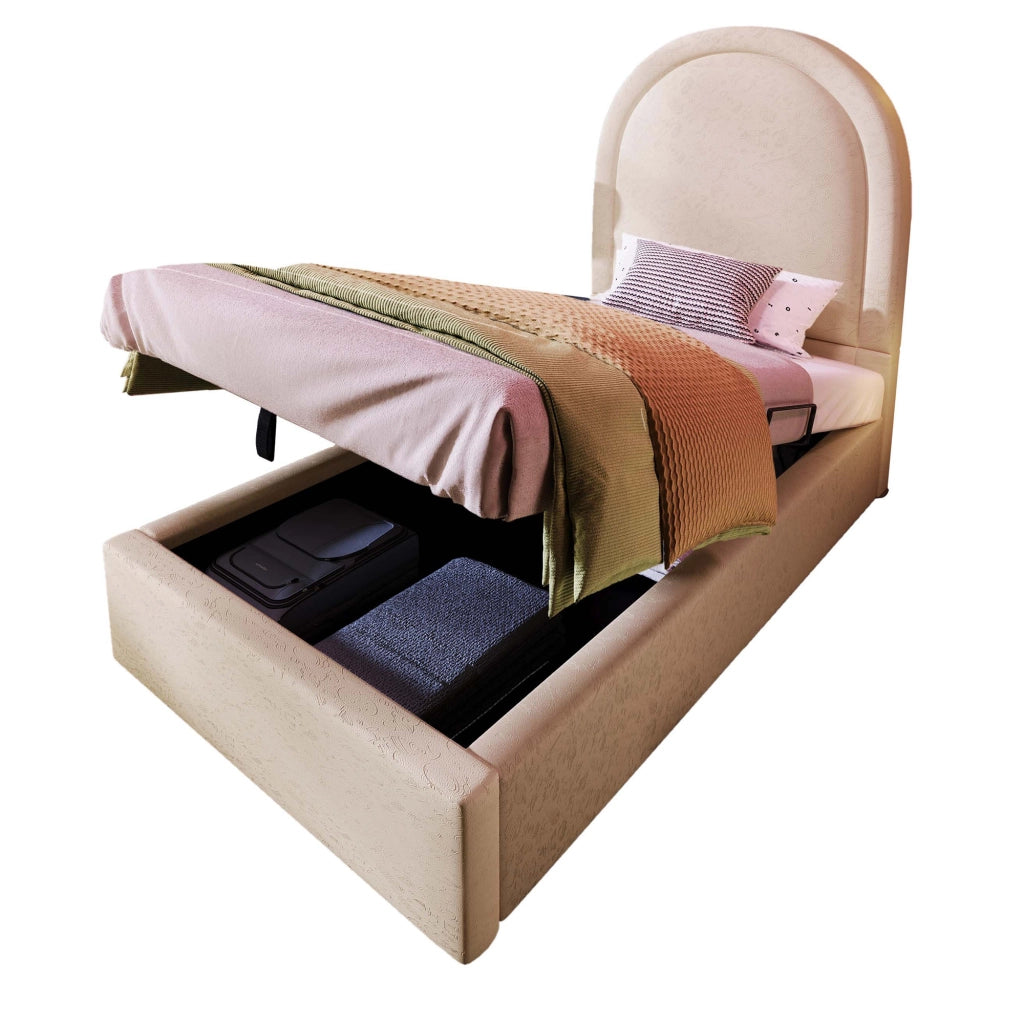 Letto singolo per bambini 90x190 cm beige con contenitore