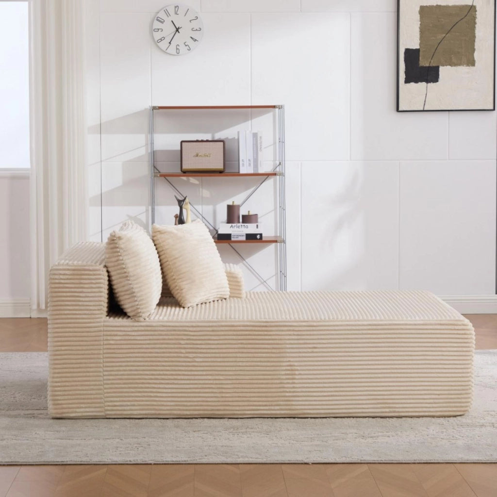 Divano compatto, divano modulare, tessuto chenille, schiuma ad alta elasticità 30D, base antiscivolo, 1 posto, beige