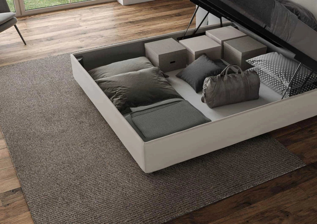 BS COM Letto matrimoniale king size contenitore imbottito 170x190 similpelle tortora