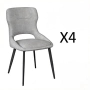 Sedie da sala da pranzo set di 4 imbottite con braccioli e piedini regolabili, in ciniglia e metallo grigio