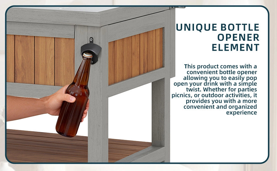 Armadio da giardino multifunzione in legno massello con lavandino, rubinetto e apribottiglie integrato, 80x51x148,5 cm, resistente alle intemperie