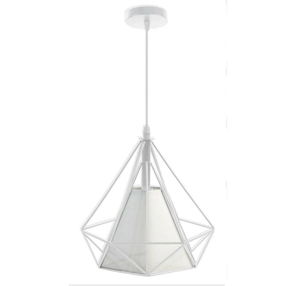 Trade Shop - Lampadario Diamante Da Soffitto Sospeso Pendente Moderno Plafoniera E27 B20 - Bianco