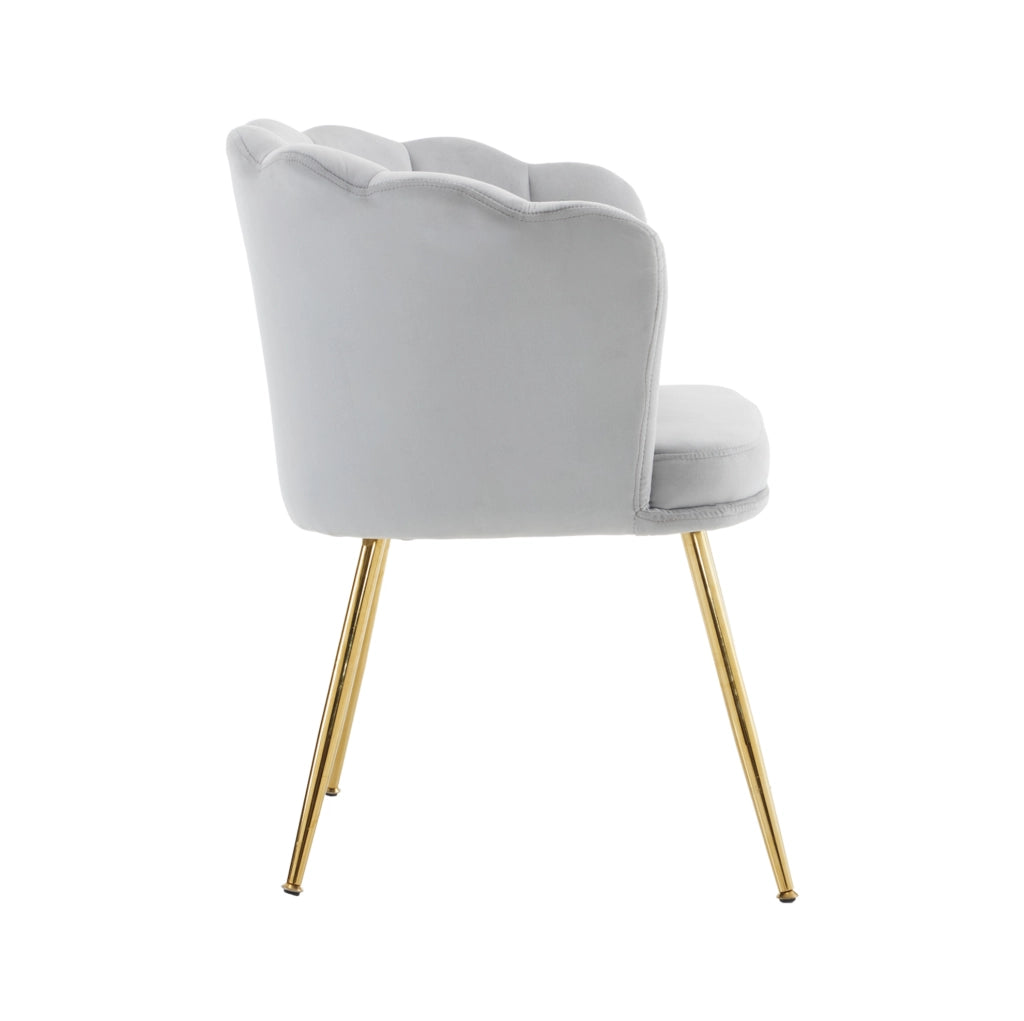 Set di 4 Sedie Moderne in Velluto con Schienale a Petalo e Gambe Dorate in Metallo