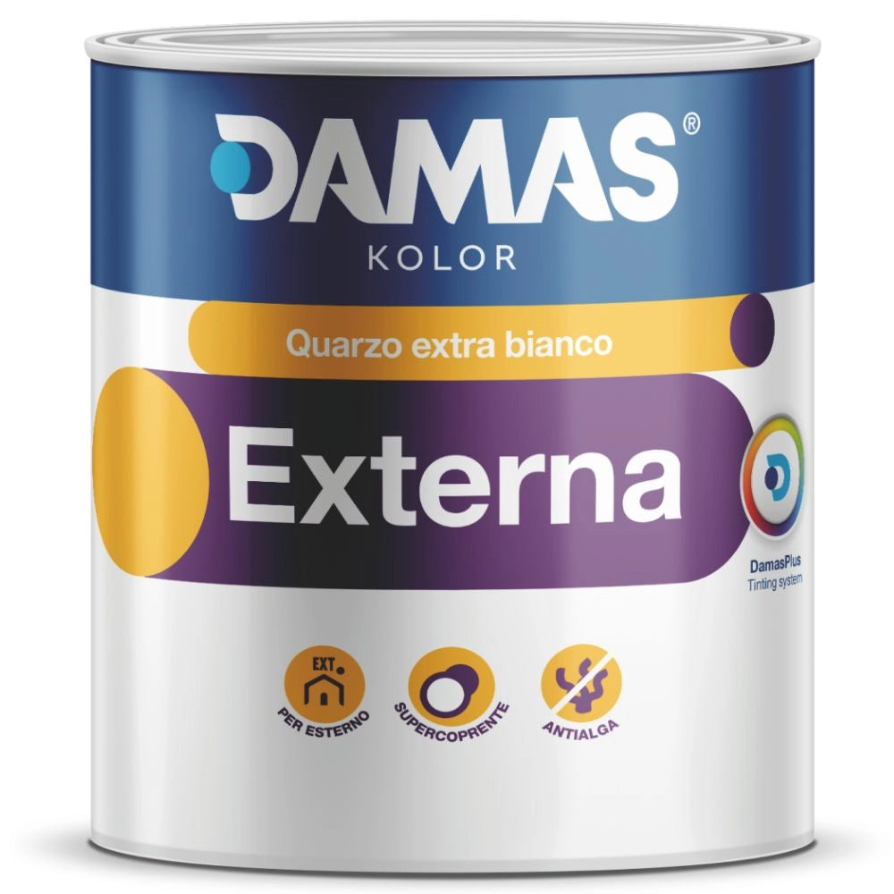 Damas idropittura al quarzo bianca per esterni externa *** formato 0,750 lt, confezione 1