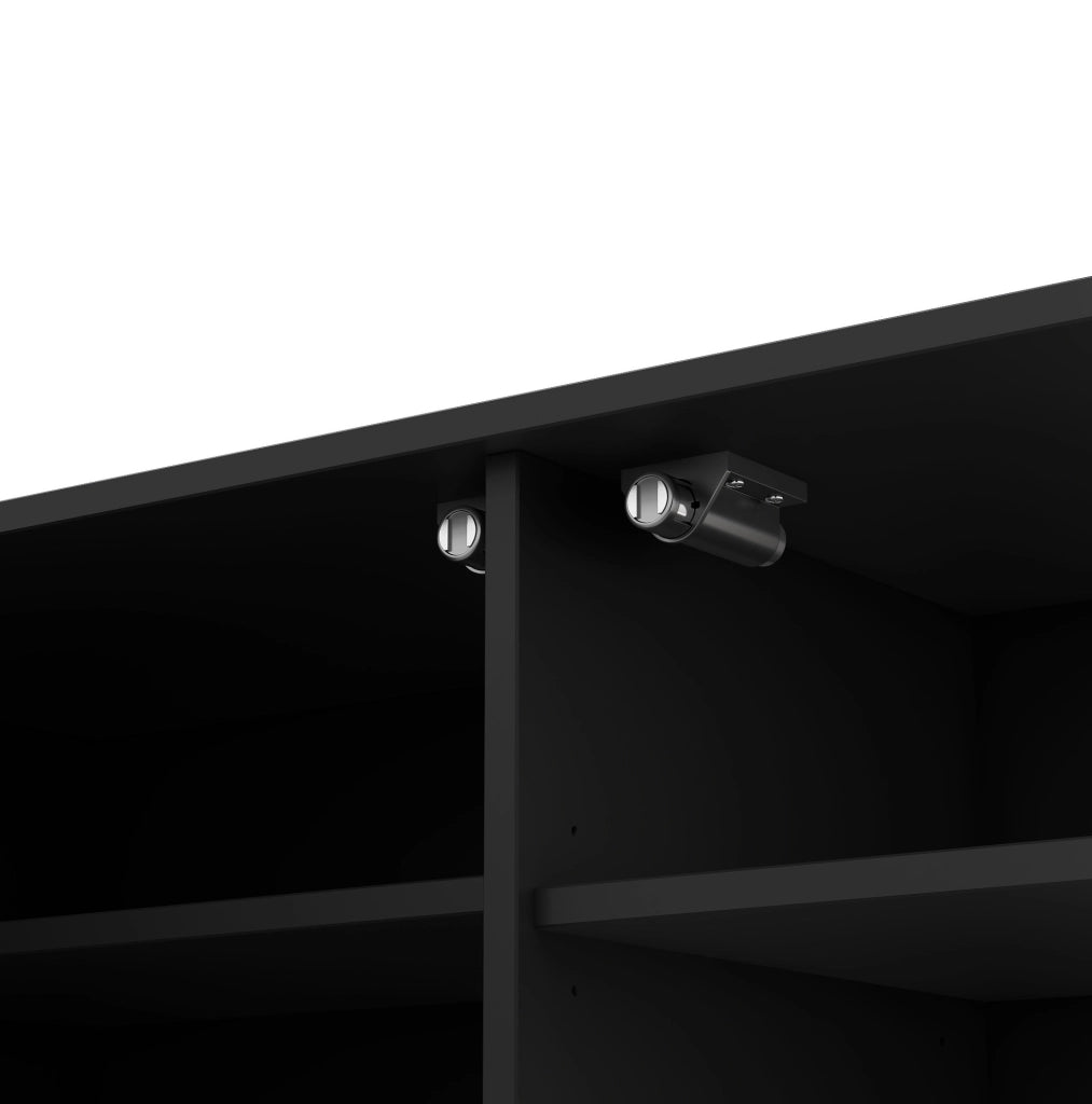 Mobile TV 200x40x47,5 cm a 4 ante in MDF nero con ripiani regolabili