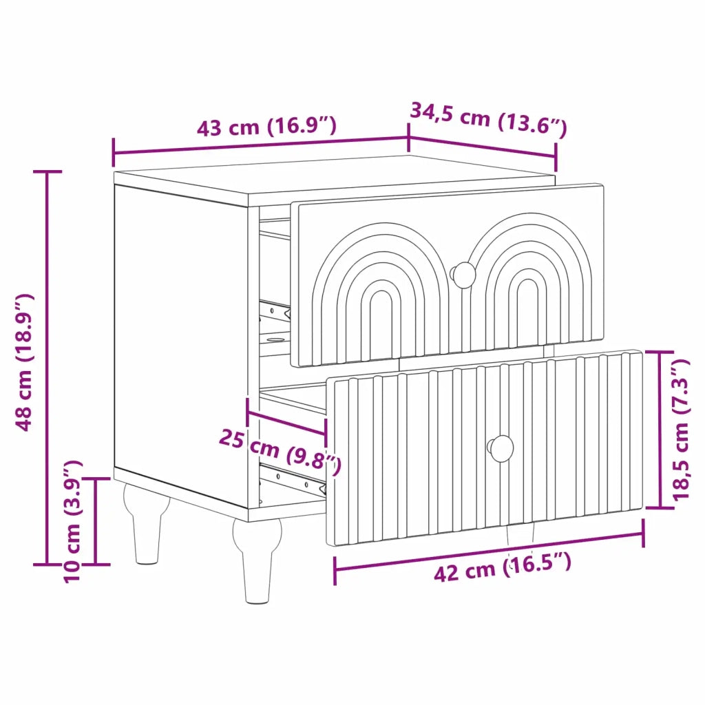 Set di 2 Comodini | Armadio da Notte | Mobiletto da notte Bianco Lucido 43 x 34,5 x 48 cm