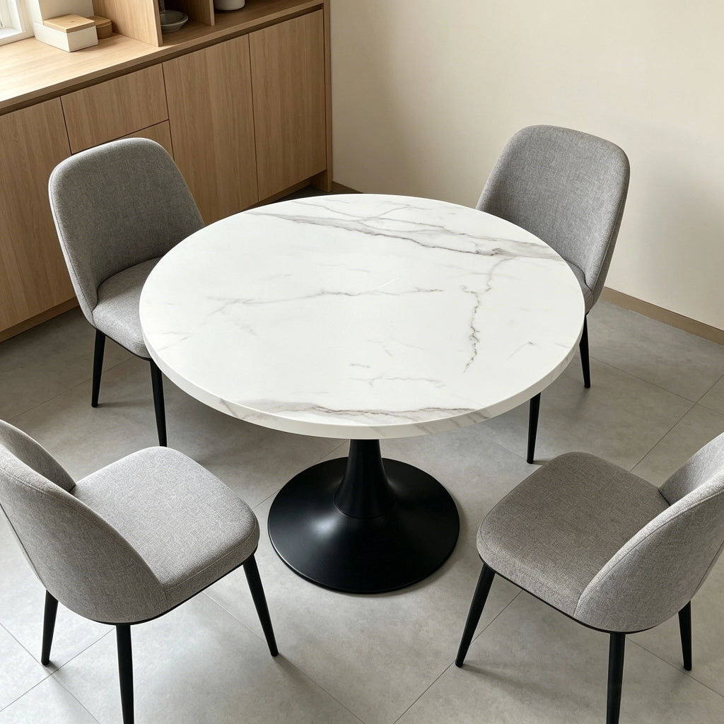 Tavolo da pranzo 2-4 posti - rotondo per cucina e studio - in MDF e metallo - 80 cm