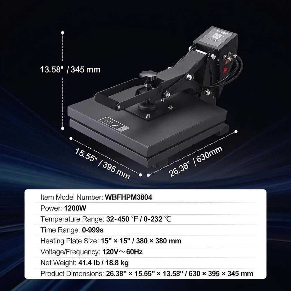 Heat Press Machine 38x38 Cm Sublimation Printer Transfer DIY T-shirt