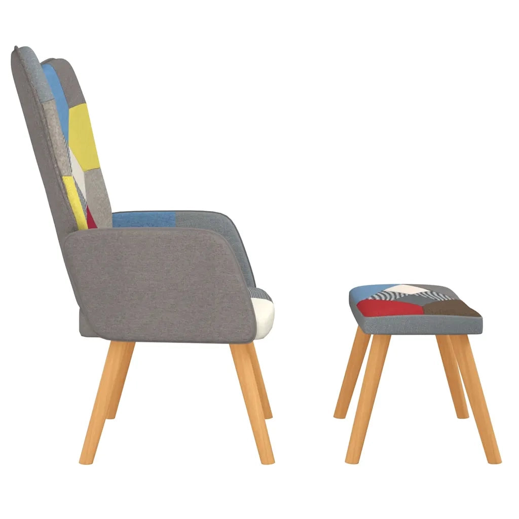 Poltrona Relax con Poggiapiedi in Tessuto Patchwork 328184