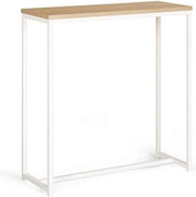 Console design industriale, legno e metallo, bianco