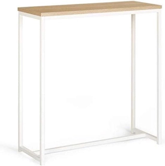 Console design industriale, legno e metallo, bianco