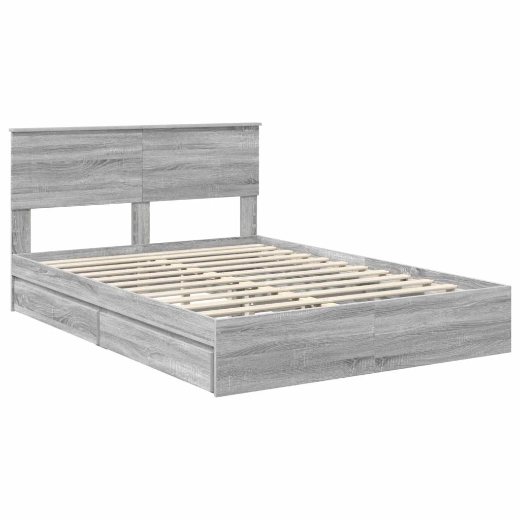 Letto con Contenitore con testiera Grigio Sonoma 150 x 200 cm