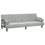 Divano letto | Sof¨¤ letto | Letto singolo con Braccioli Grigio Chiaro in Velluto