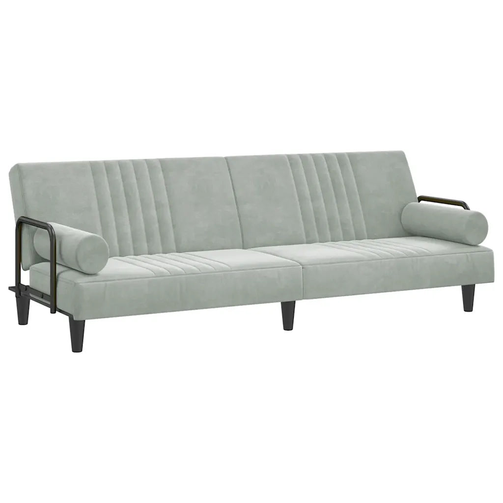 Divano letto | Sof¨¤ letto | Letto singolo con Braccioli Grigio Chiaro in Velluto