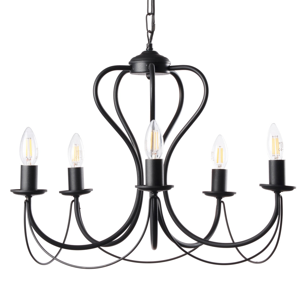 Lampadario 5 luci Candela nero