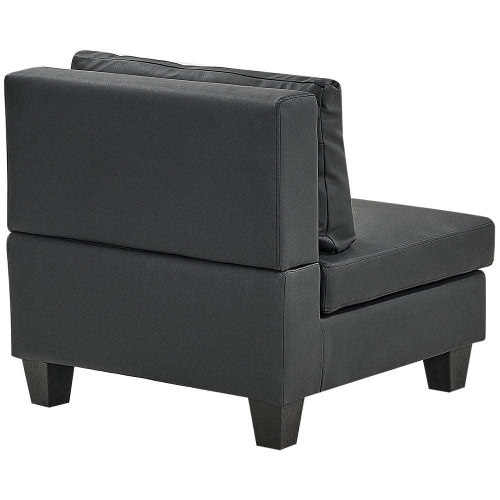 Divano componibile a 5 posti imbottito in tessuto nero gambe nere lato sinistro stile moderno