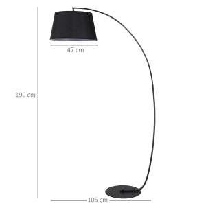 LAMPADA AD ARCO 105x47x190 cm Metallo Nero con interruttore a pedale