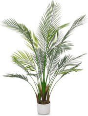 Grande Palma Tropicale Artificiale 125 cm con Foglie Resistenti in PEVA e Vaso
