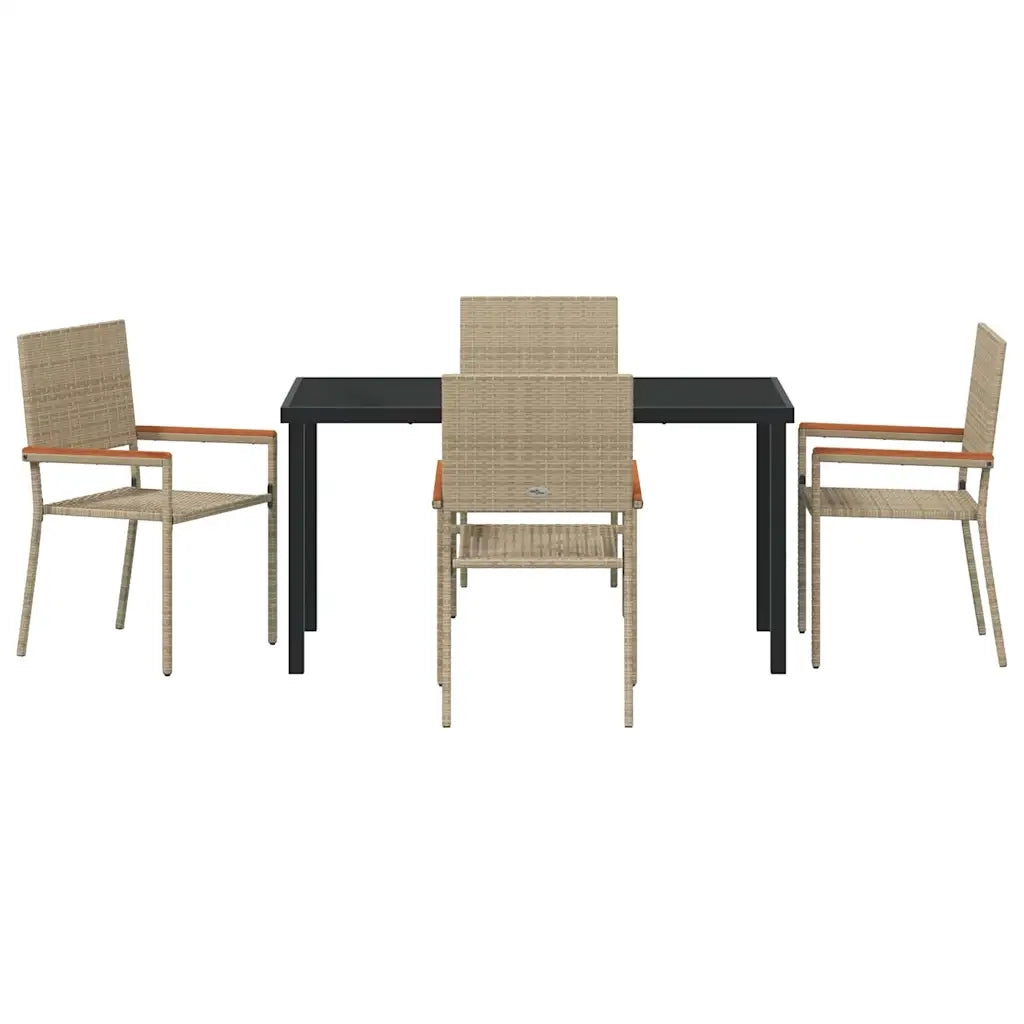 Set da Pranzo per Giardino con cuscino 5 pcs Beige polyrattan 3379718