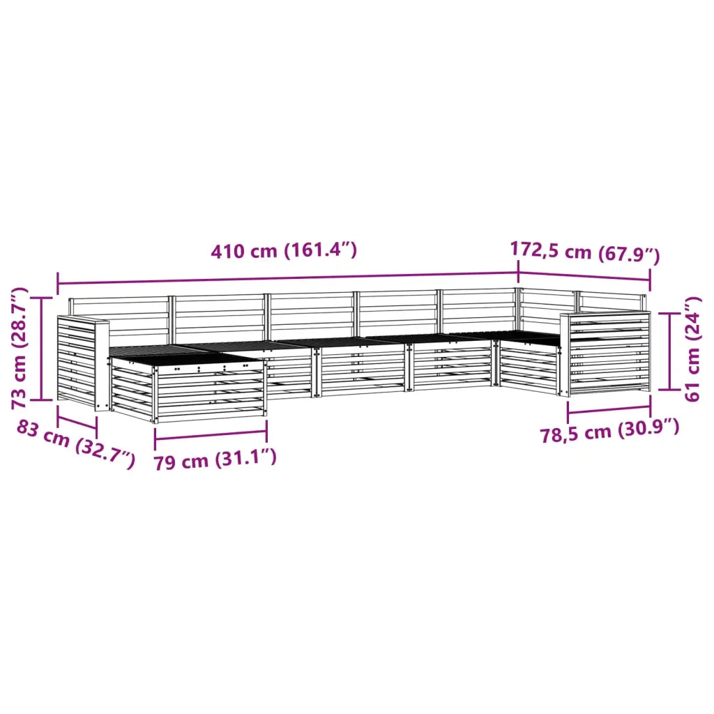 Set divani 7 pcs Naturale Legno di Acacia Massello 3373824
