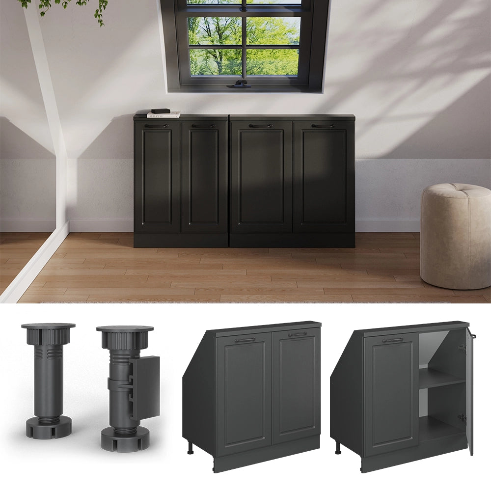 Mobile sottotetto Rion Antracite rustico/Antracite con 2 porte Vicco