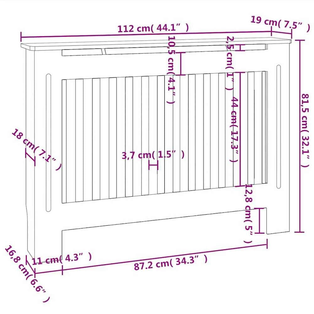 Radiator Cover, Black, 112x19x81.5 Cm, MDF