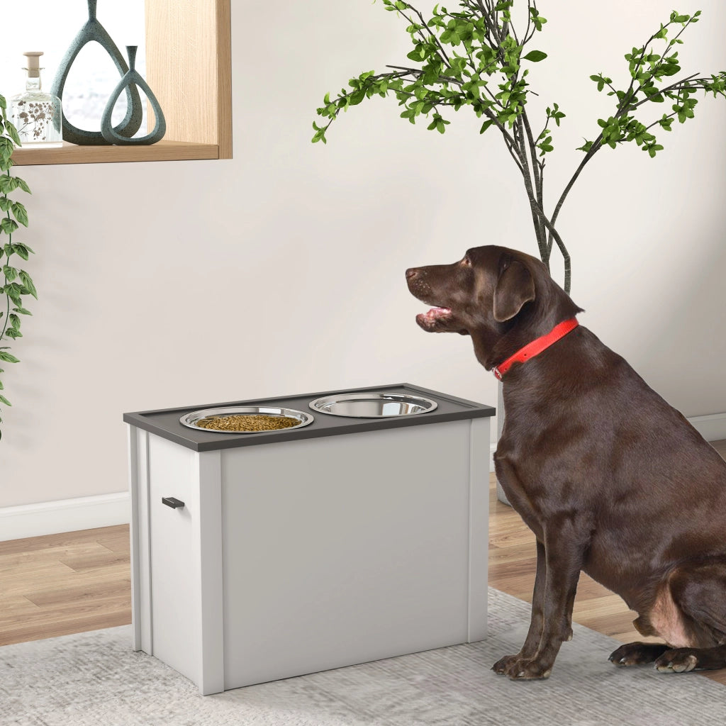 Ciotola per cani, stazione di alimentazione per cani con contenitore, ciotola per l'acqua, supporto per ciotole con 2 ciotole in acciaio inox da 2
