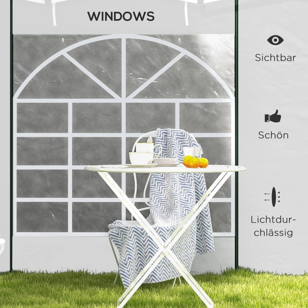 Pannelli laterali per gazebo, set da 2, pareti laterali con finestra e porta per tenda da festa 3x3/3x6 m, tessuto Oxford, bianco