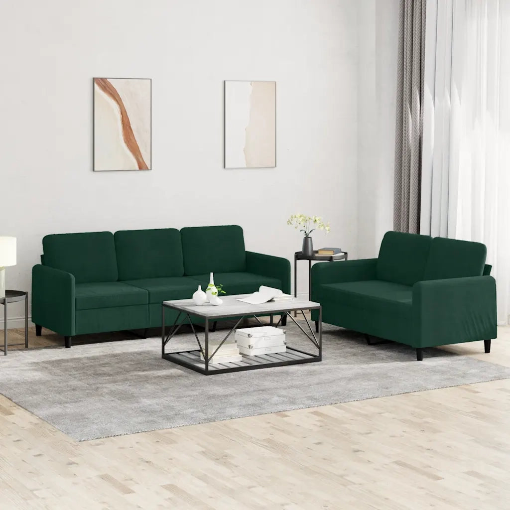 Set di Divani 2 pz Verde Scuro in Velluto 3202016