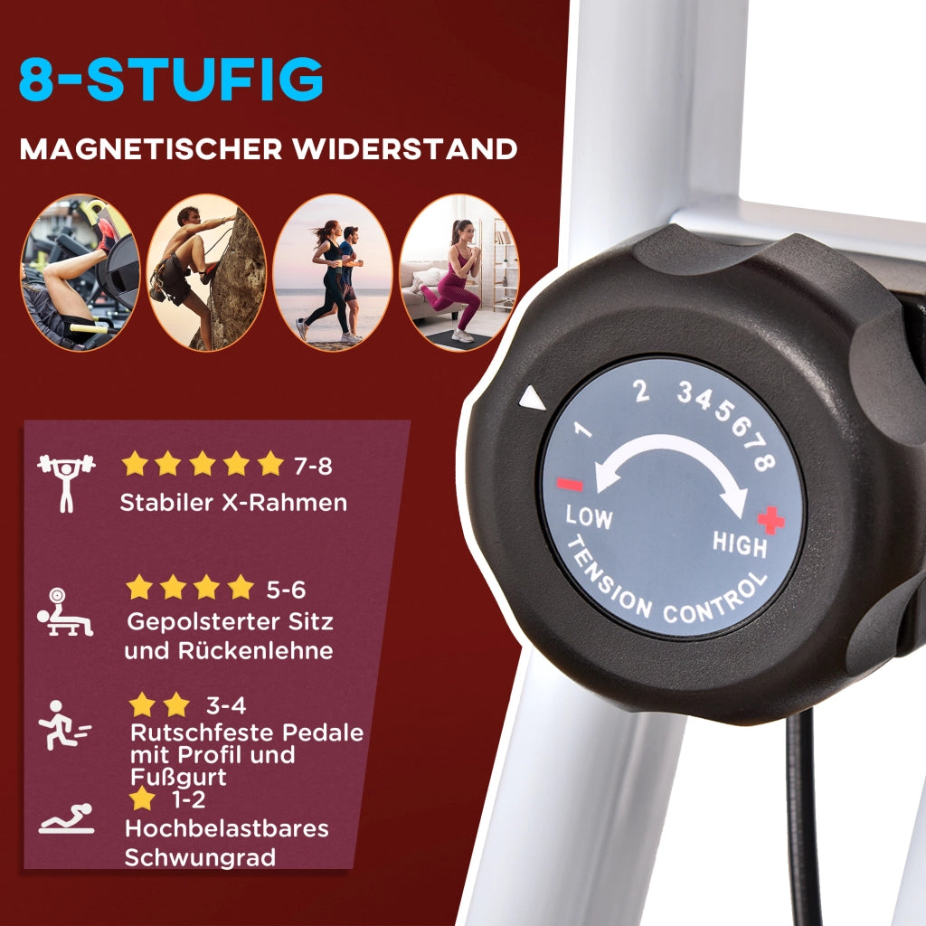 Cyclette con resistenza magnetica 8 livelli regolabile in altezza display LCD ¨C zephmum ¨C Rosso Bianco