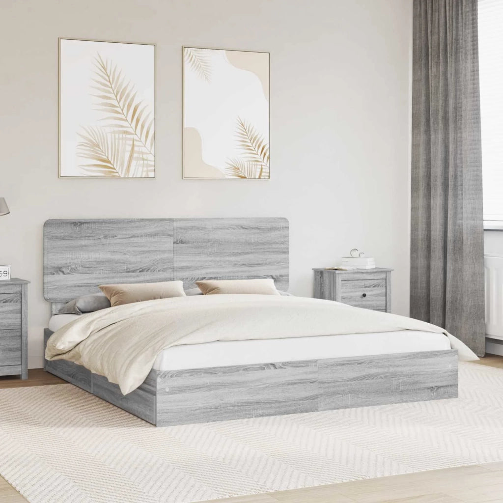 Letto con Contenitore con testiera Grigio Sonoma 180 x 200 cm 3412663