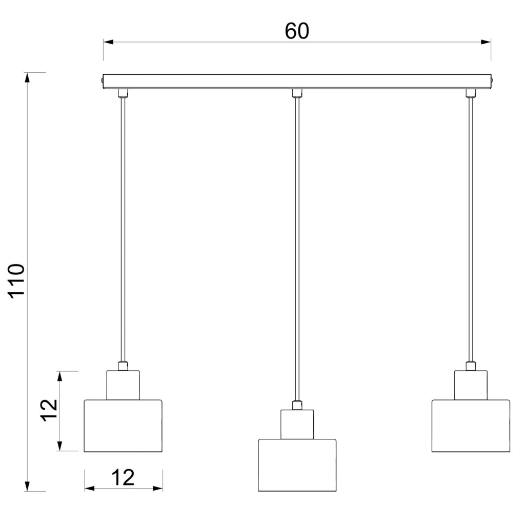 Lampada sospesa Parkla 3 luci E27 nera oro Luminex