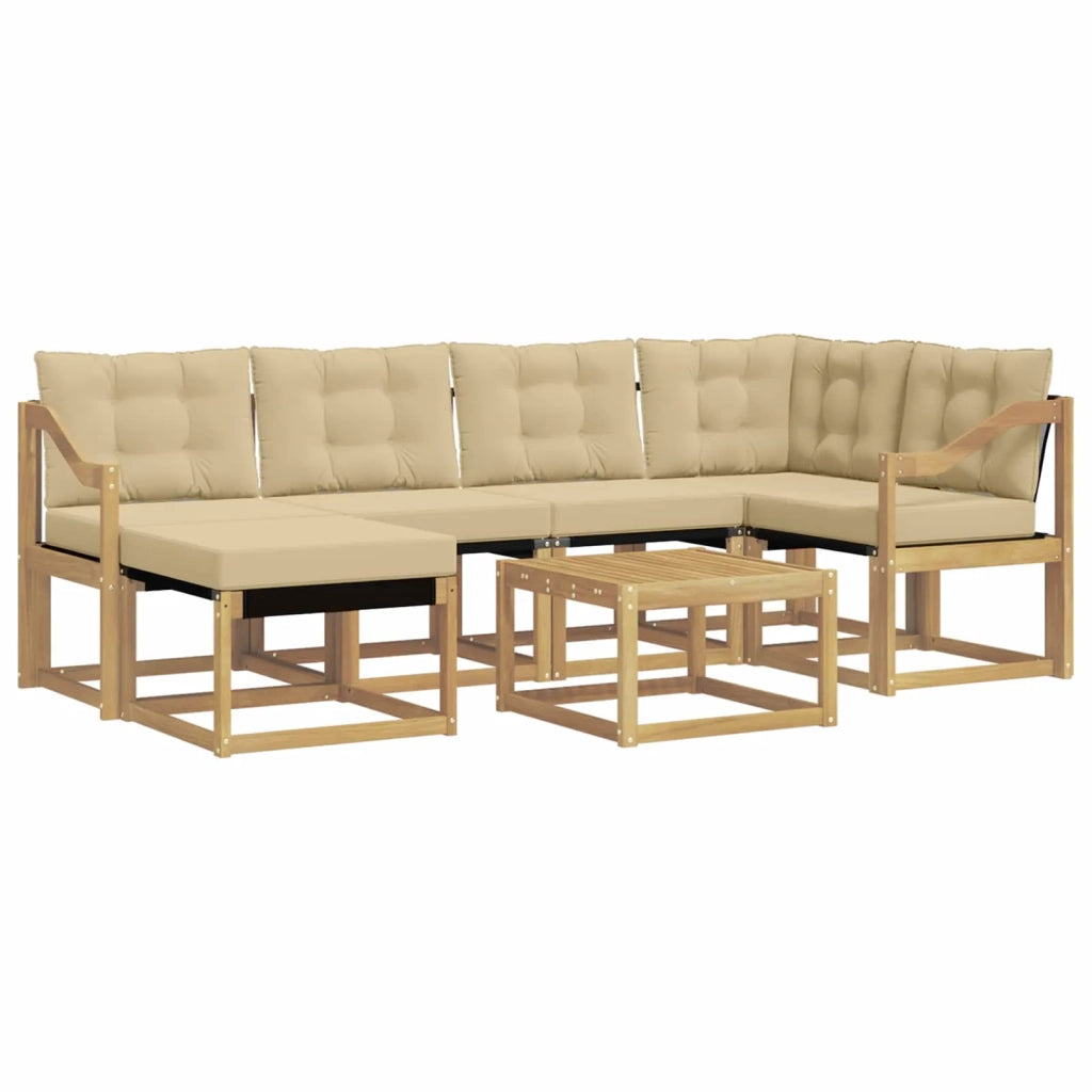 Set di divani da esterno con cuscino 7 pcs Bianco e Beige 3389679