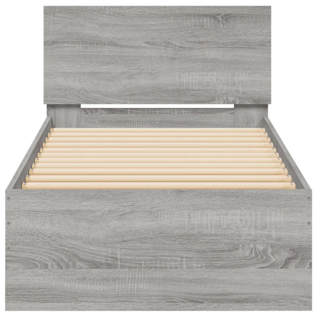 Giroletto con Testiera-Struttura Letto con testiera Grigio Sonoma 90x200cm Legno Multistrato 138601