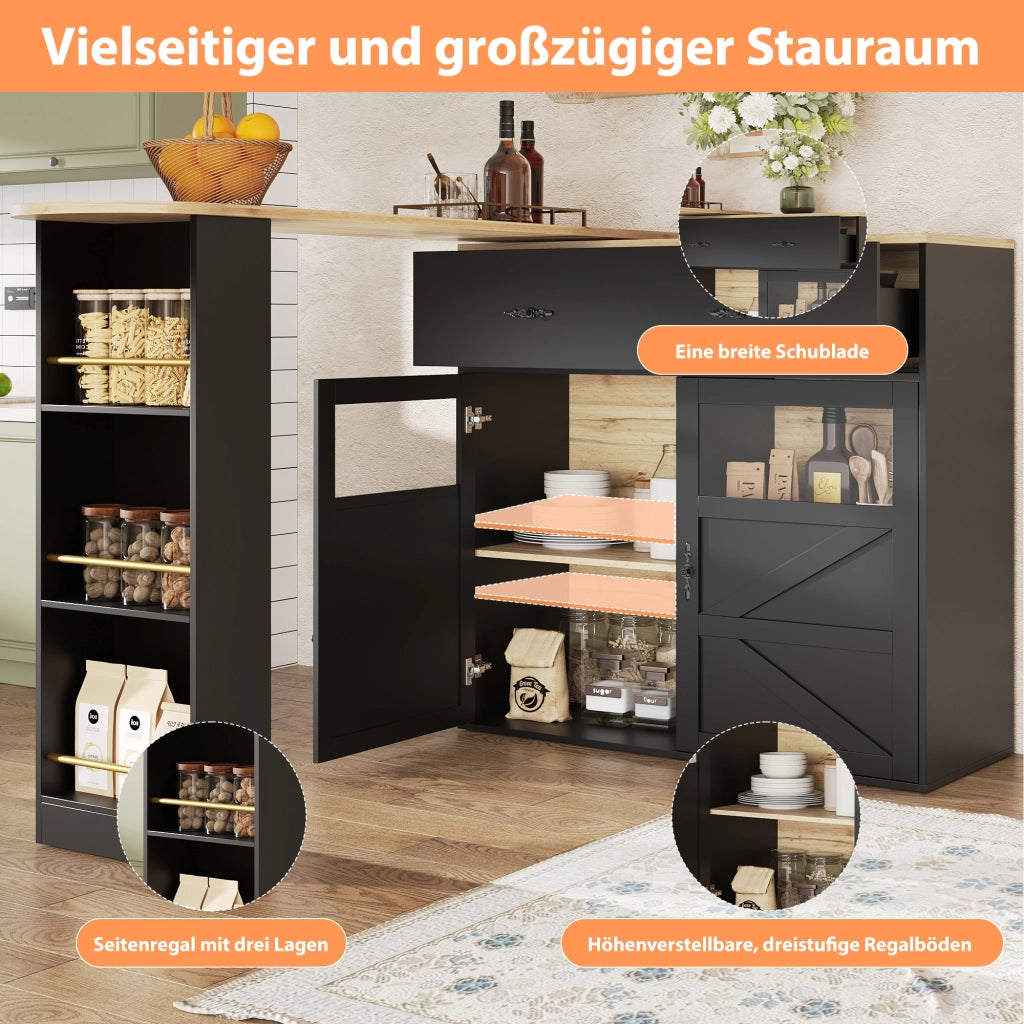 TAVOLO BAR ESTENSIBILE GIREVOLE 138-204x39x104 cm MDF NERO