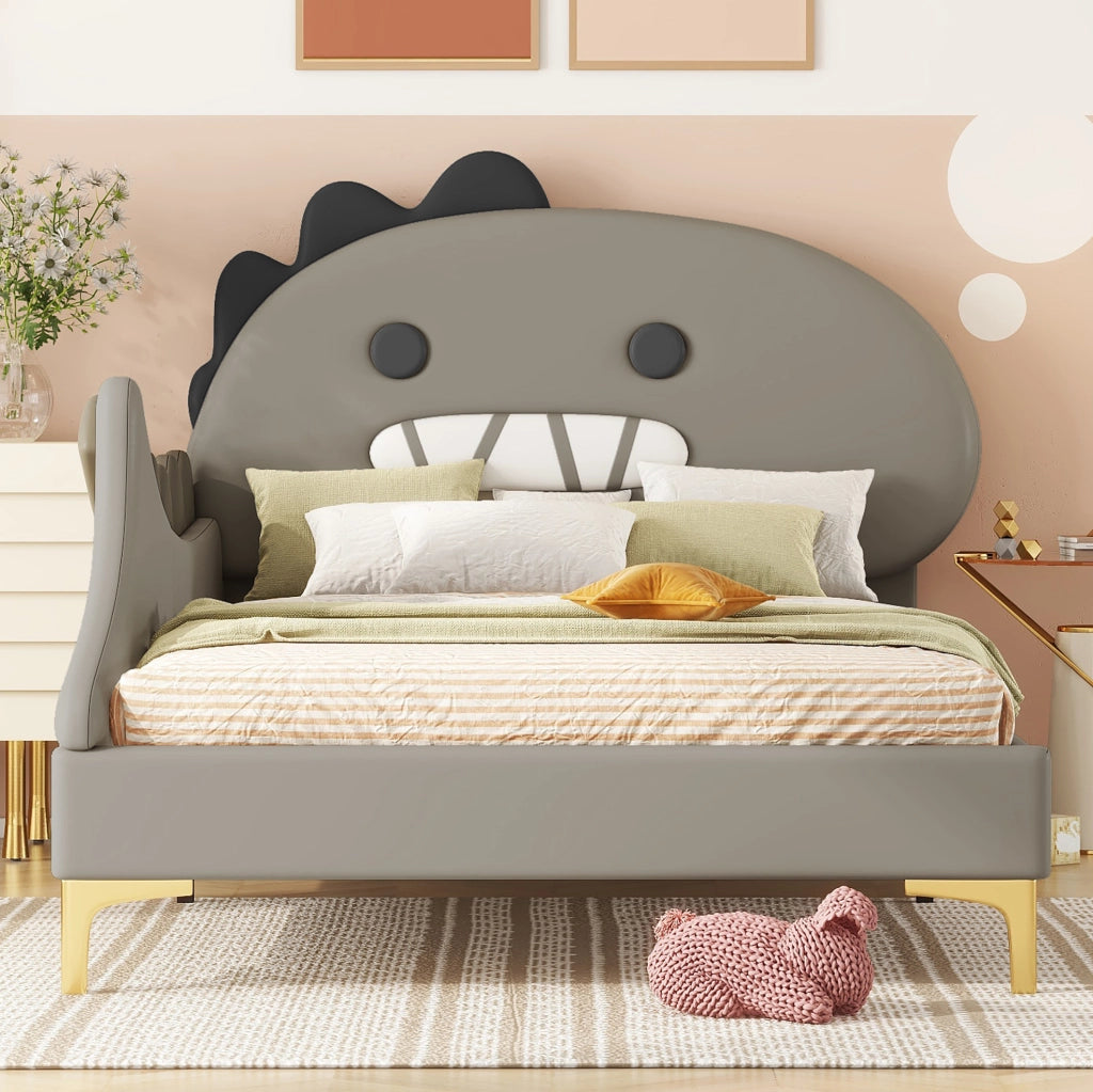 LETTO Bimbi a forma di dinosauro 90x200 cm PU Grigio