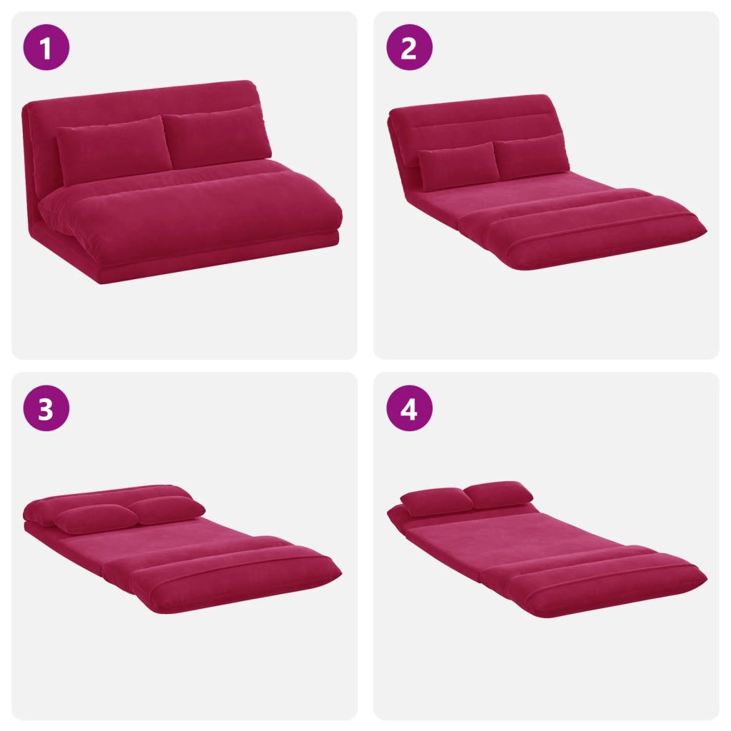 Sedia da Pavimento Rosso Vino 110 x 82 x 55 cm Velluto 42028214