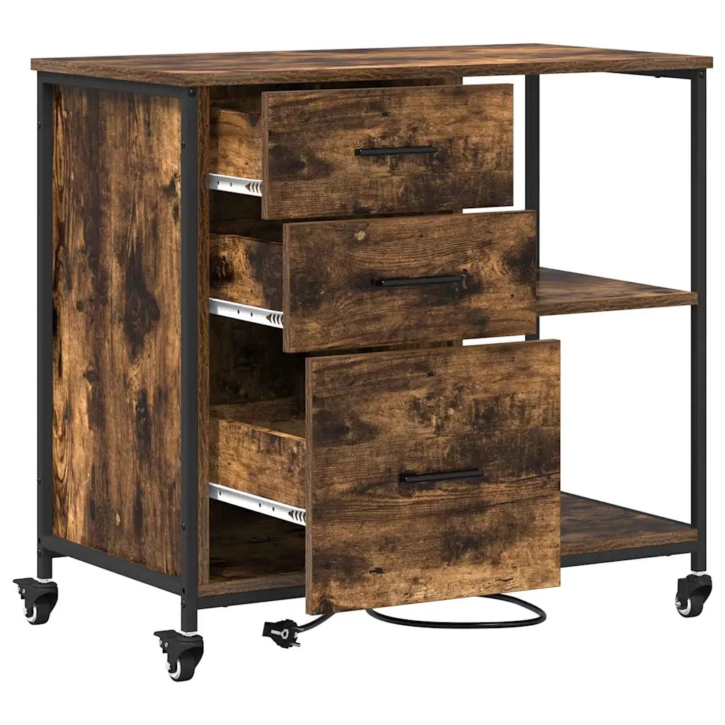 Cabina con Stazione di Ricarica Rovere fumé 76 x 41 x 72 cm 859837