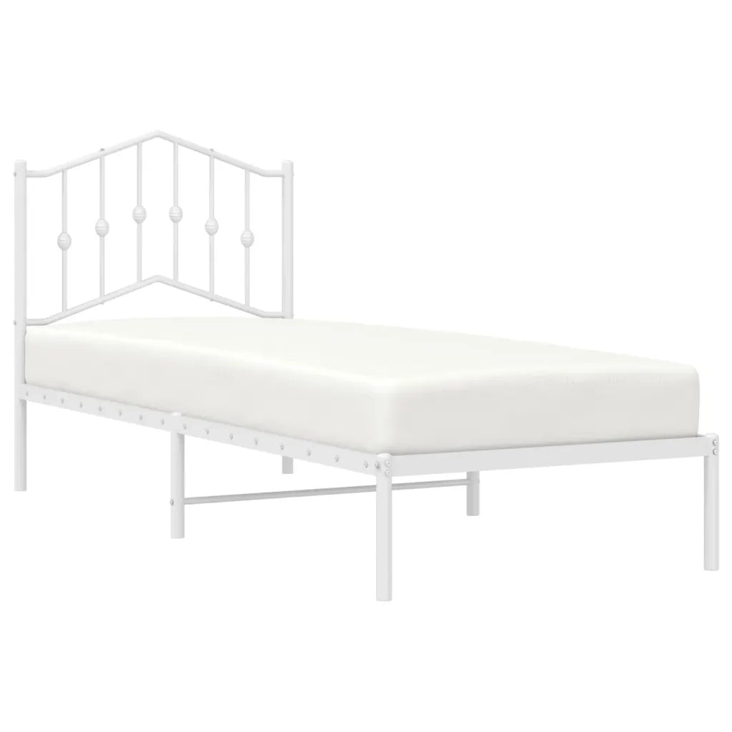 Letto singolo | Letto per adulti | Giroletto con Testiera Metallo Bianco 80x200 cm
