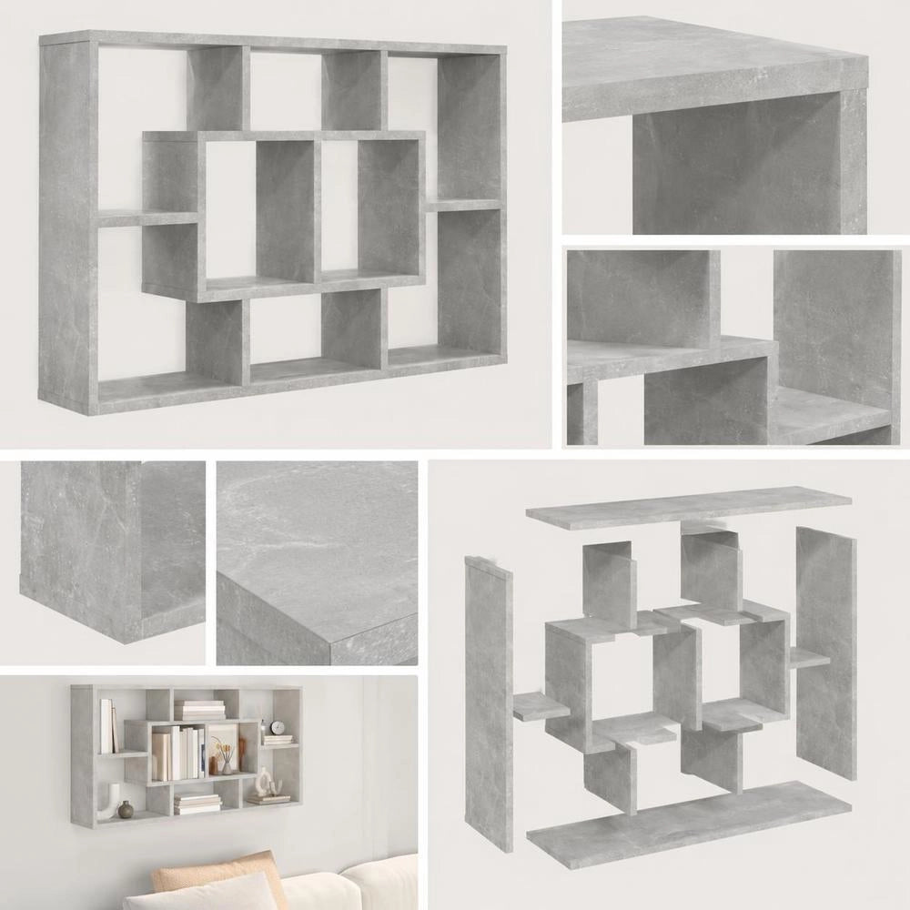 Wall Shelf, Concrete Grey, 85x16x52.5 Cm, Wood-based Material