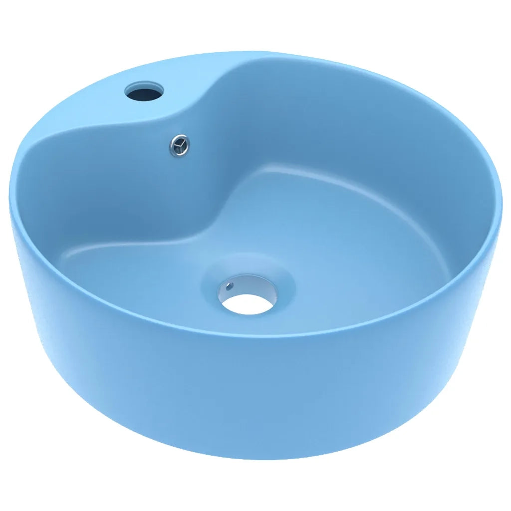 Lavandino con Troppopieno Azzurro Opaco 36x13 cm in Ceramica 147033