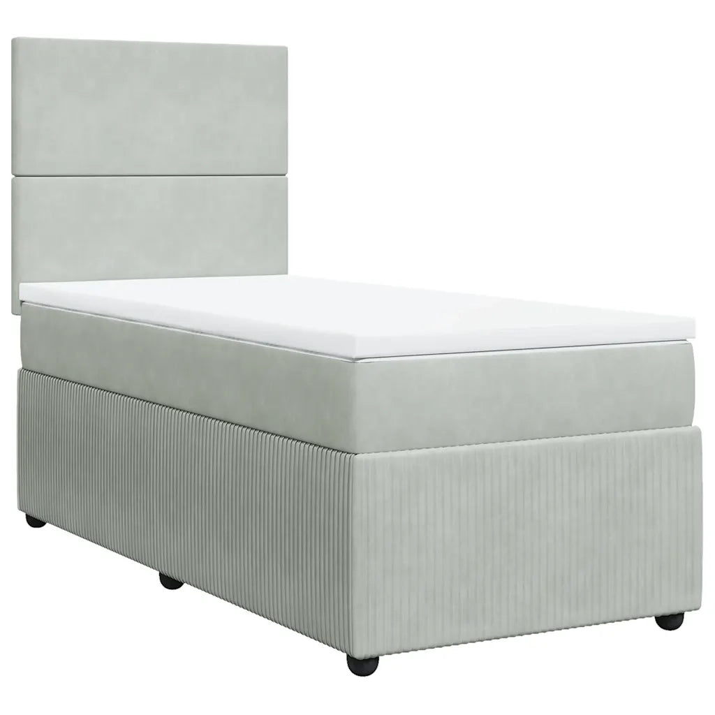Giroletto a Molle con Materasso Grigio Chiaro 100x200cm Velluto