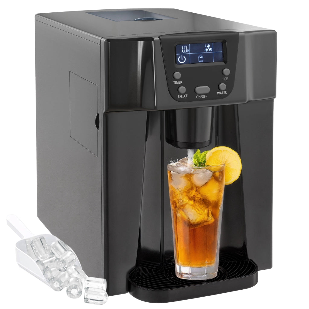 Macchina per ghiaccio con dispenser acqua ¨C Xylo ¨C 12kg/24h, 9 cubetti in 6-10min, 25,2x38,9x36,3cm, nero